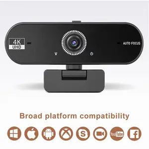 4K Network Camera, Auto Focus Live Streaming, Noise Cancelling Microphone, Privacy Cover, USB Plug & Play, Ideal for Zoom Meetings, Gaming, Livestreaming