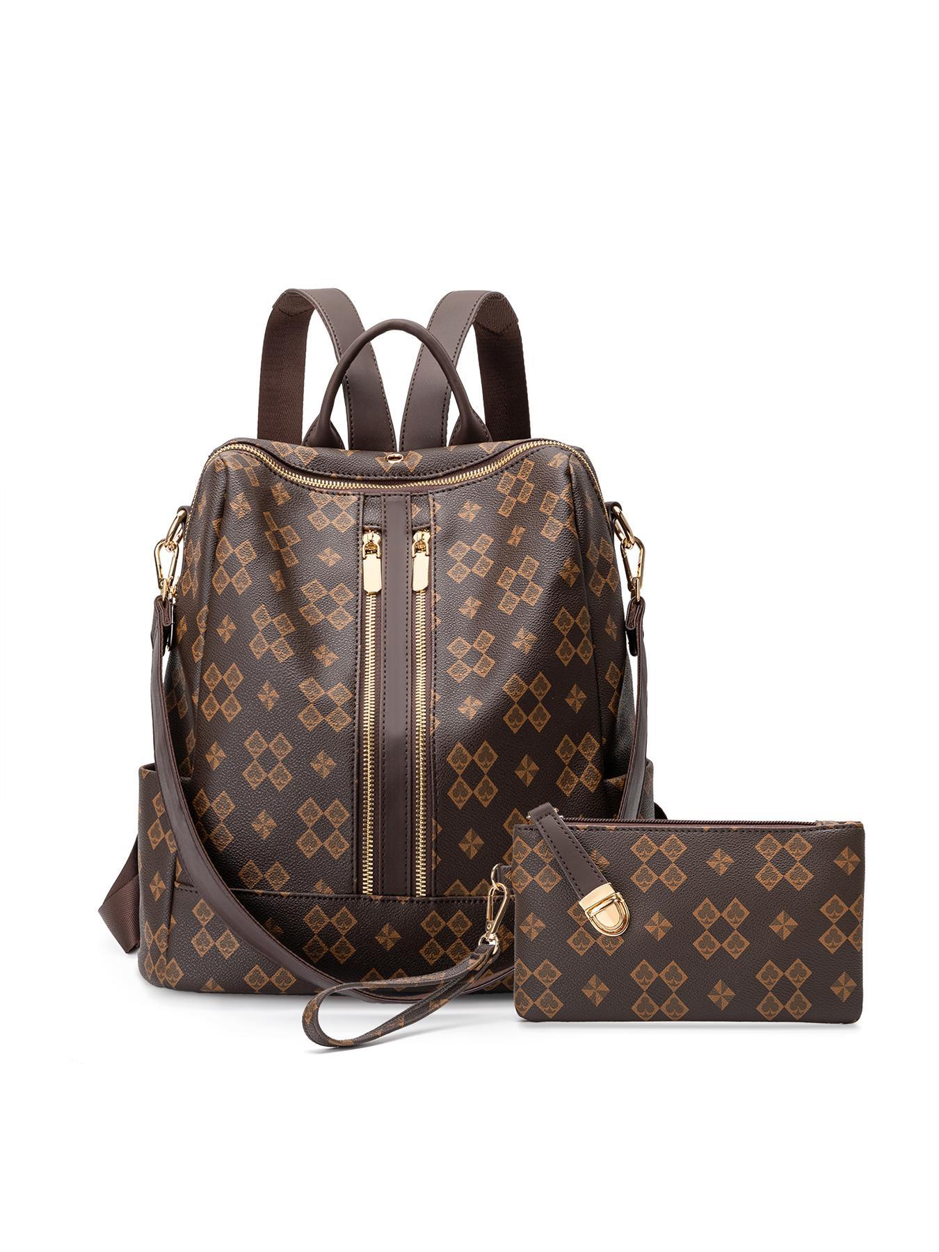 Geometric Pattern Backpack with Wallet Geometric Pattern Backpack Bag (multiple color options  main image 4