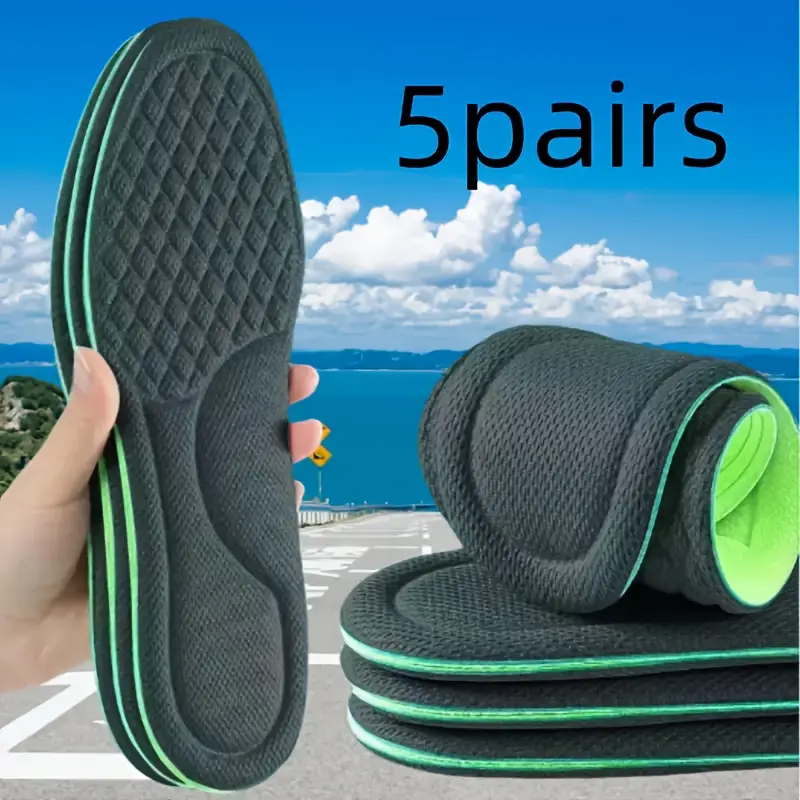 Five Pairs of Unisex Sneaker Insoles, Ultra-soft Sports Cushions, Suitable for Hiking, Travel, and Outdoor Activities