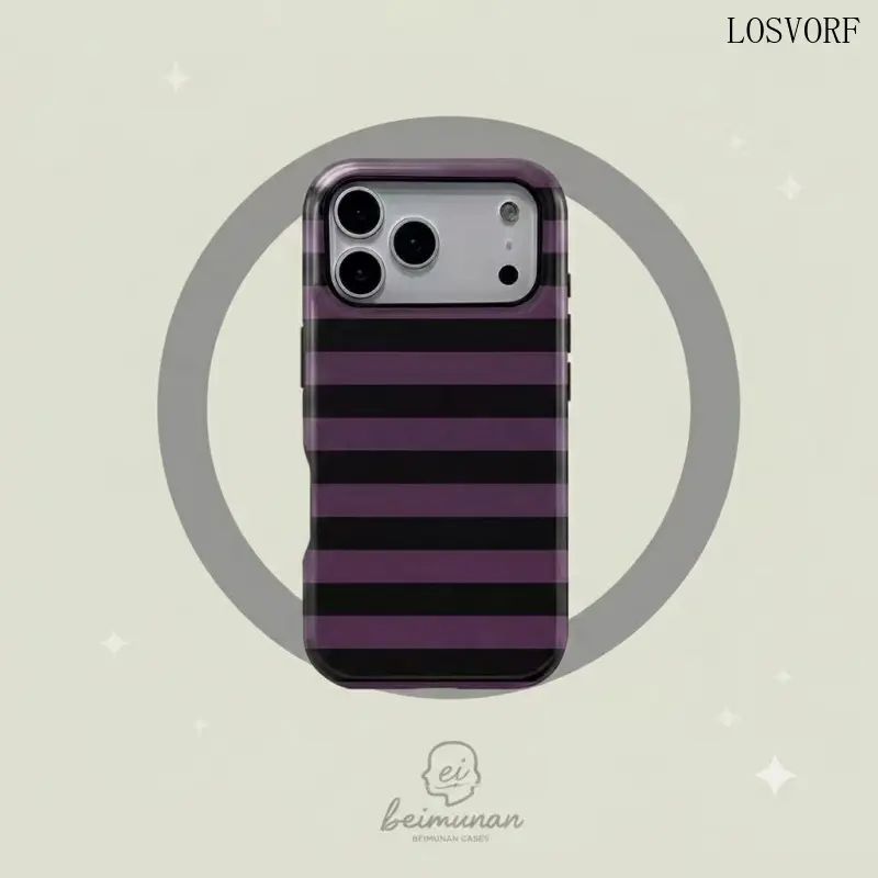 [Magnetic Compatible]Vertical Stripes Pattern, Aesthetic, Durable Shockproof Protective Two-In-One Case Cover, for Smartphone iPhone 17-11 Pro Max, Samsung Galaxy S25-S22 Ultra, Festive Gift