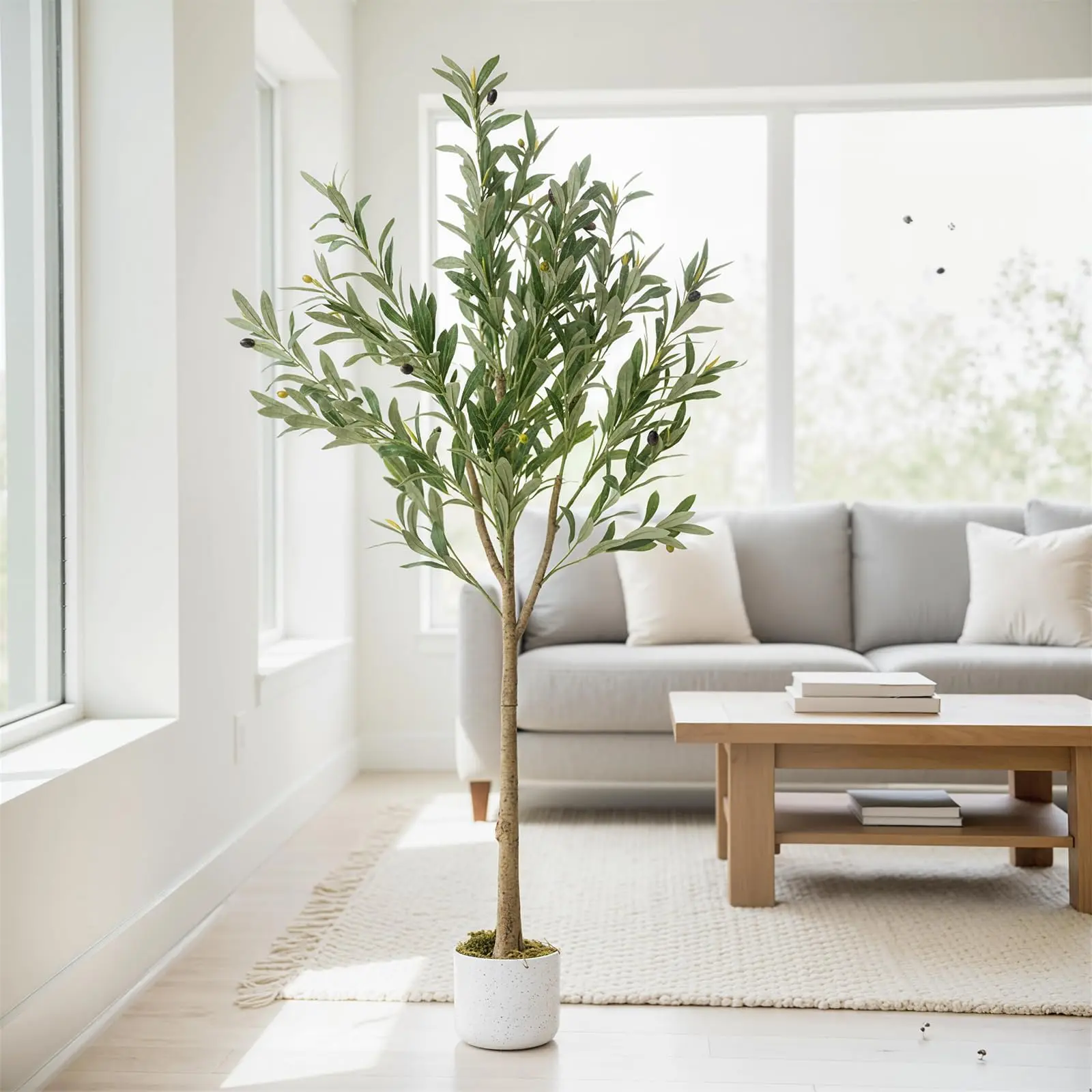GARVEE Synthetic Olive Tree Decoration - Artificial Potted Fruit Plant with Realistic Leaves, 8-44 Olives, Multiple Heights (60-160 cm) for Home & Living Room Accent