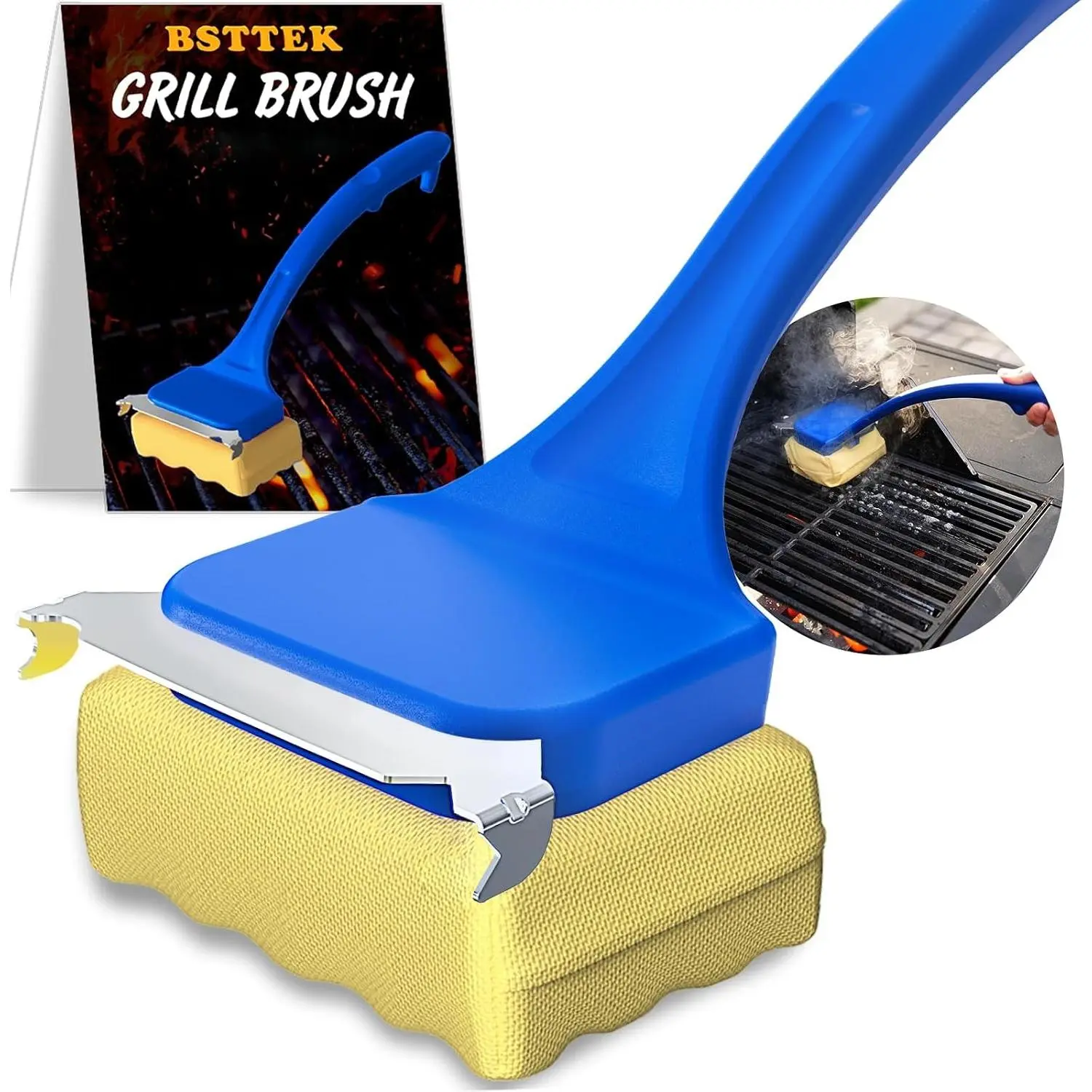 Bristle Free Grill Brush for Outdoor Grill, BBQ Grill Brush with Scraper, Steam Grill Brush Bristle Free, Grill Cleaning Brush with Replacement Head, Grill Accessories for Gas Charcoal Smoker GriddleGift.