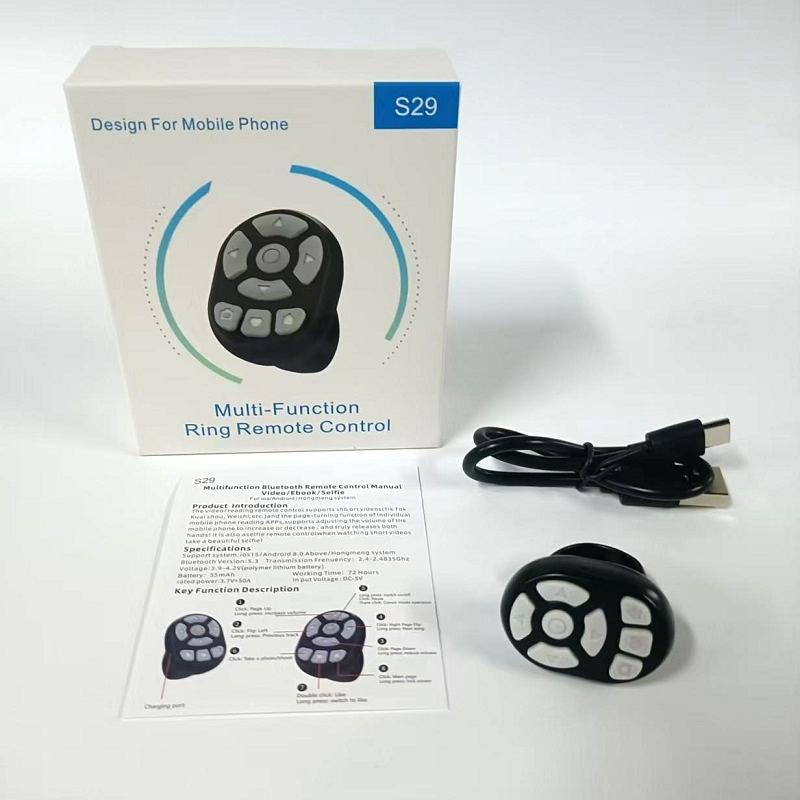 Wireless Remote Control Ring, 1 Count Selfie Video Controller for Smartphone, Automatic Page Turner for Various APP, Mobile Remote Control, Black