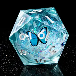 Liquid Core D20 Resin Dice, Sharp Edge Single D20 RPG Dice for DND Tabletop Games