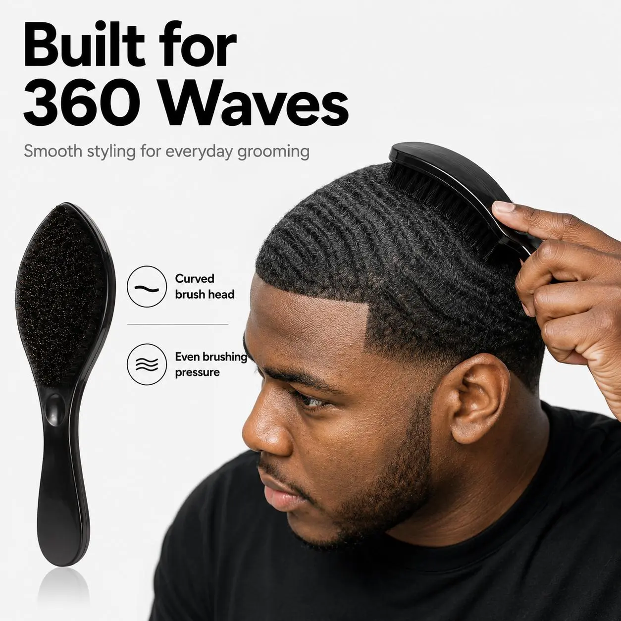 Men's Special Wave Shape Medium Hard Brush-ABS Plastic Handle Comb, Scalp Massage Design Suitable for Ordinary Hair QualityFashionFashion