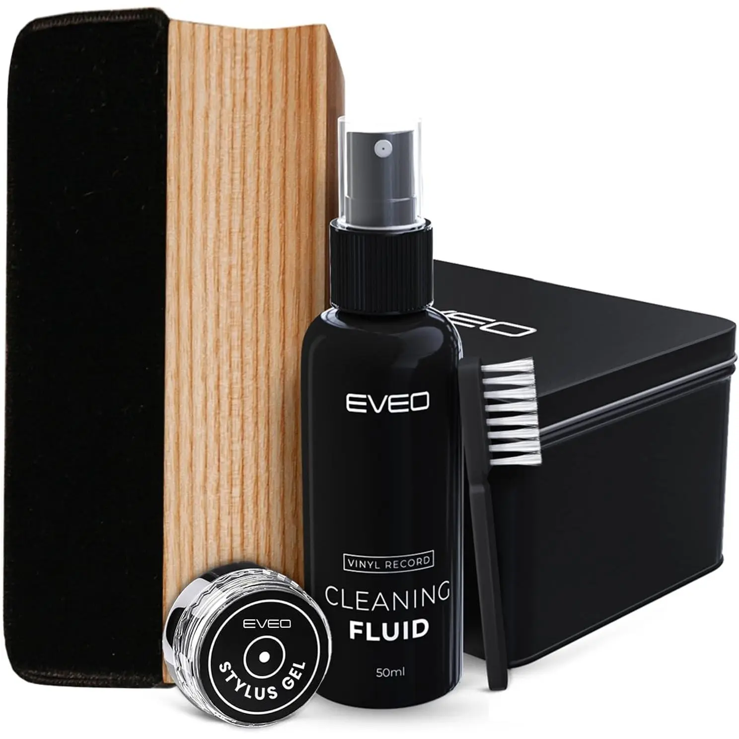 Vinyl Record Cleaning Kit - 4-in-1 Premium Vinyl Record Cleaner & Vinyl Cleaning Kit with Velvet Brush, Vinyl Cleaner Liquid, Duster & Turntable Stylus Gel