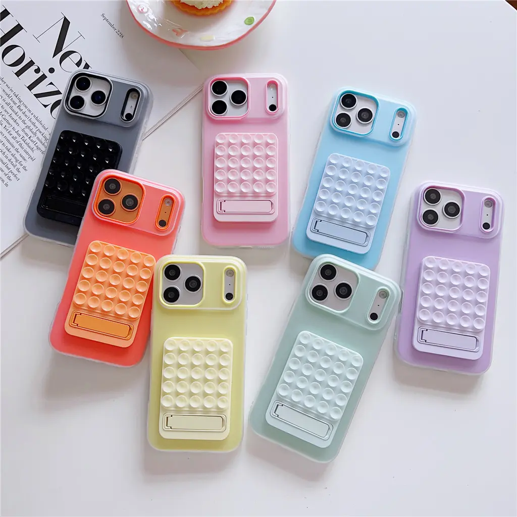 1PCS 2in1 Matte Candy Silicone Suction Cup Protective Phone Case Foldable Holder For OPPO Reno 15 15F 15FS 11 11F 11A 12 12F 12FS 13 13F 14F 14 Pro Max Casing Soft Cover