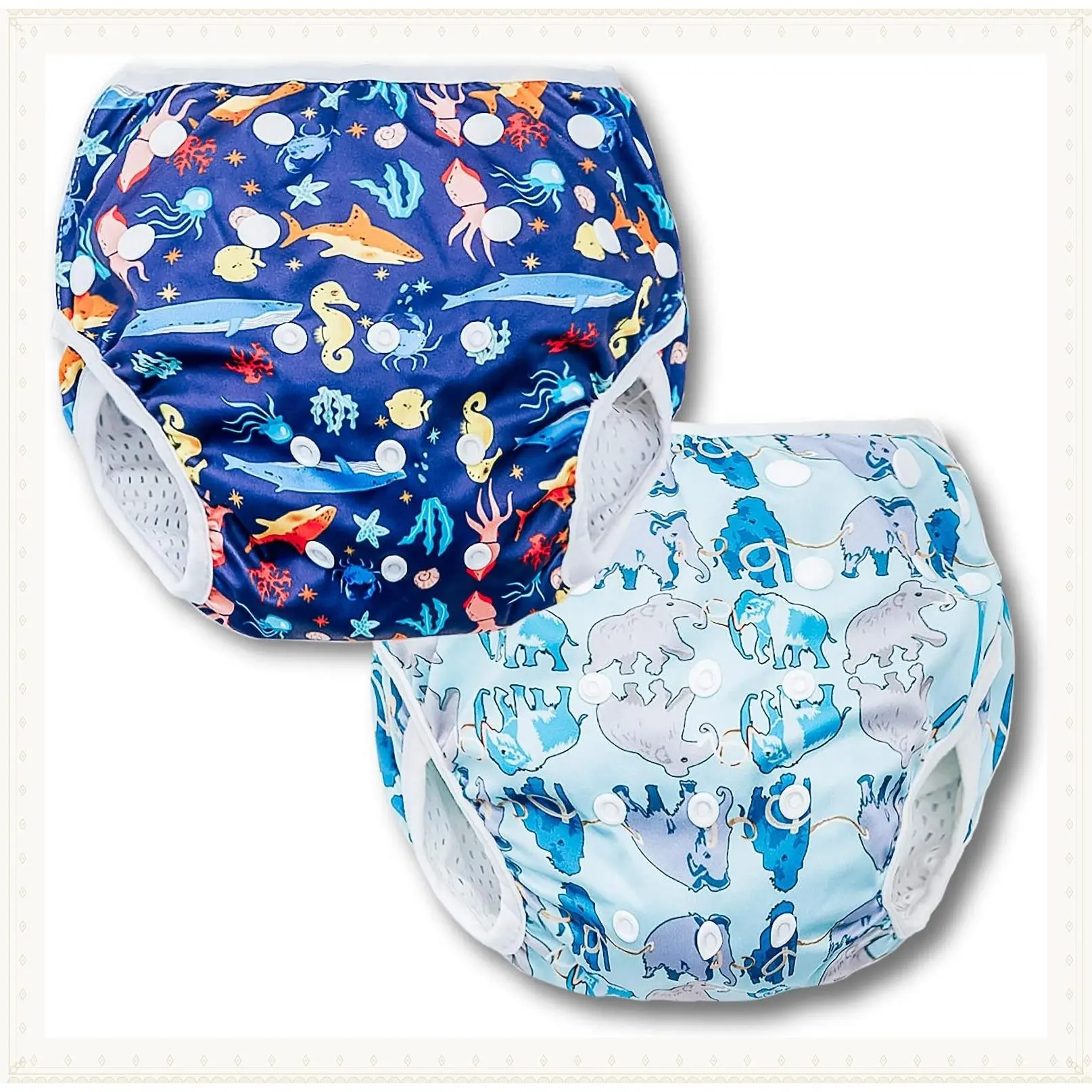 Reusable Swim Diapers 2pcs Snap One Size Toddler Swim Diaper Reusable Size 5 Easy-Wash Baby Boys Waterproof Diapers for Swimming Diaper Size 4 Baby Beach Essentials for Swimming LessonsGift