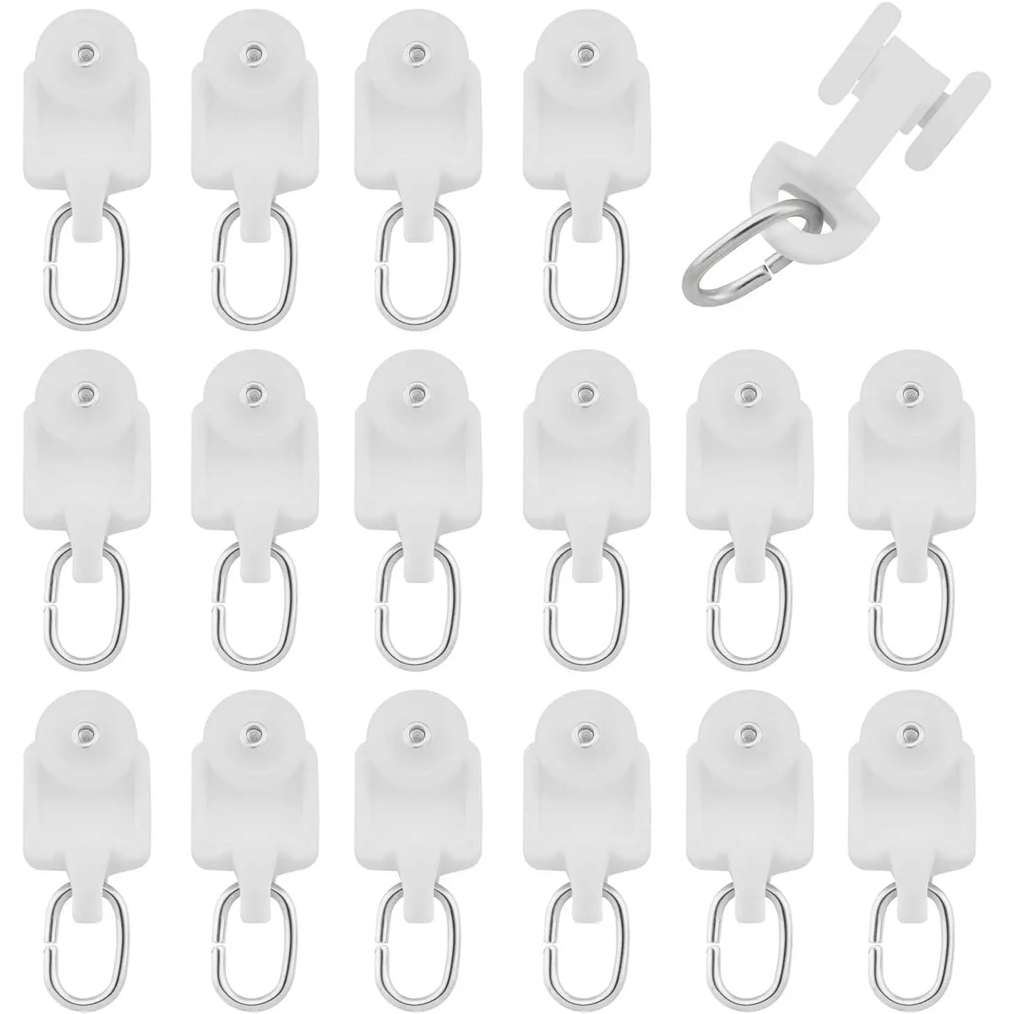 50 count Curtain Glider Hooks, Track Rail Runner, Mute Wheel Rollers, Ball Pulley Windows Shower Curtain Tracks, Ceiling Glider