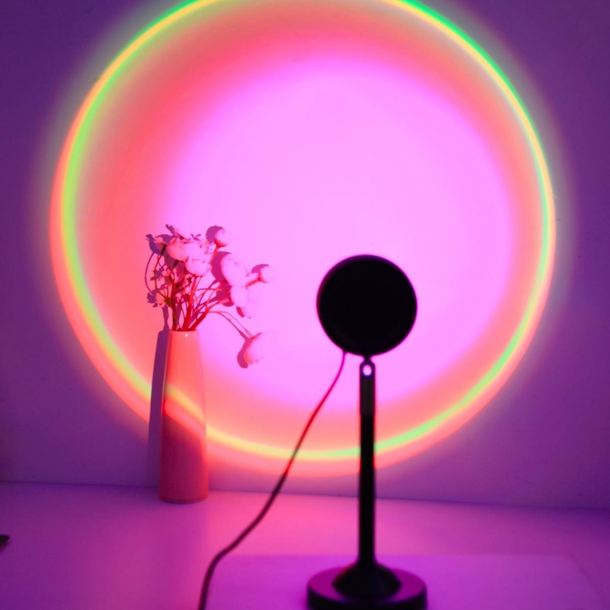 Sunset Projector Night Light, RGB Color Changing LED Night Light with Remote Control, USB Powered Decorative Sunset Ambient Lamp for Bedroom, Adjustable Atmosphere Light
