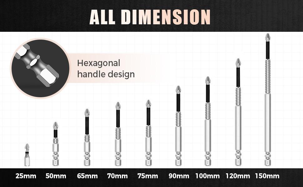 High Magnetic Screwdriver Drill Bit Set, 2025 New Upgraded Anti Slip Strong Magnetic Electric Screwdriver Set Alloy Steel for Impact Driver (6 Pcs)
