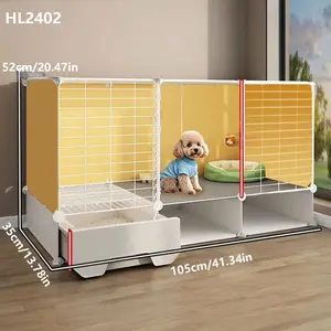 Small Dog Cage Indoor with Toilet Separation, Home Pet Teddy Corgi Puppy House, Rabbit Villa, Kitten Cage with Litter Box