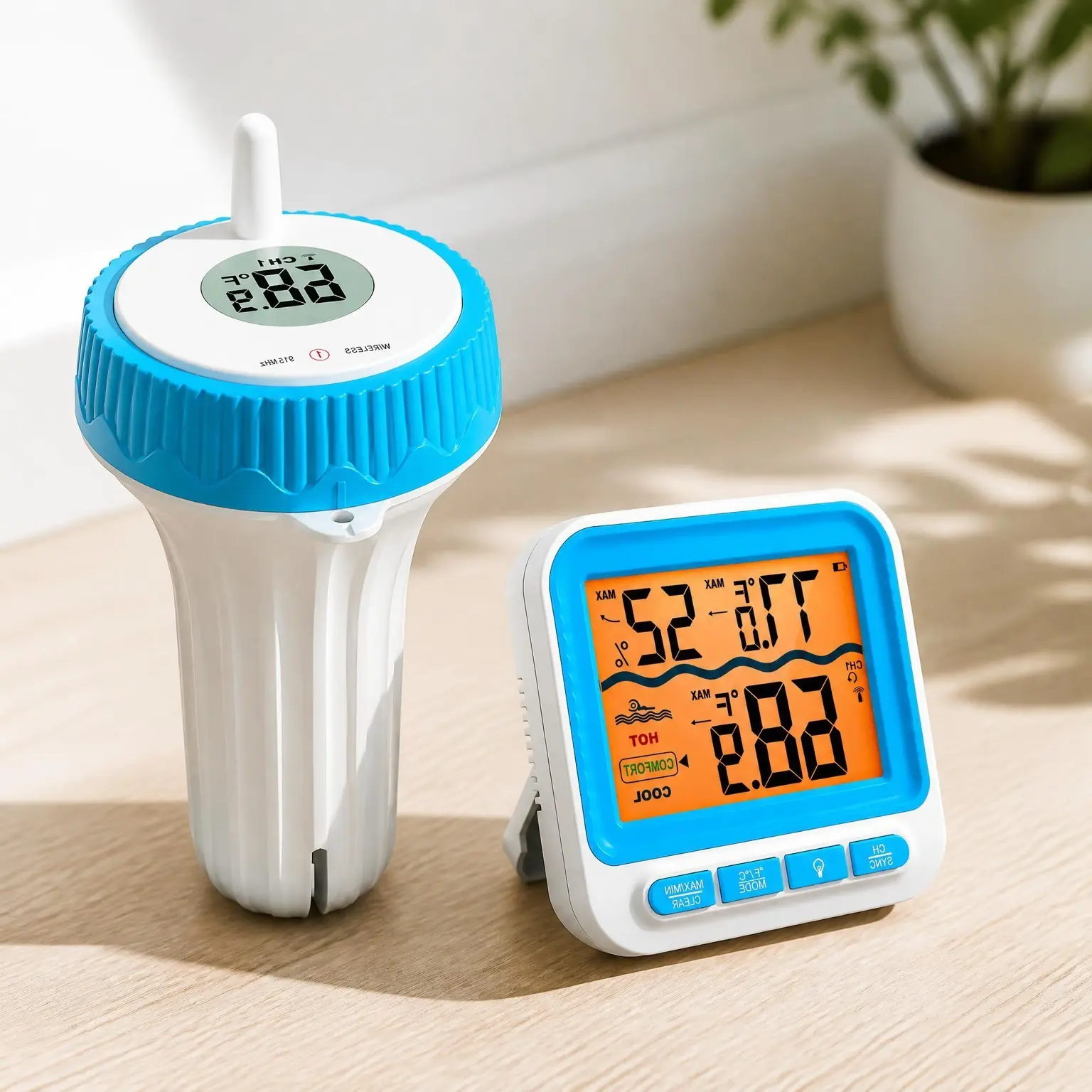 Floating Wireless Pool Thermometer with IPX8 Waterproof