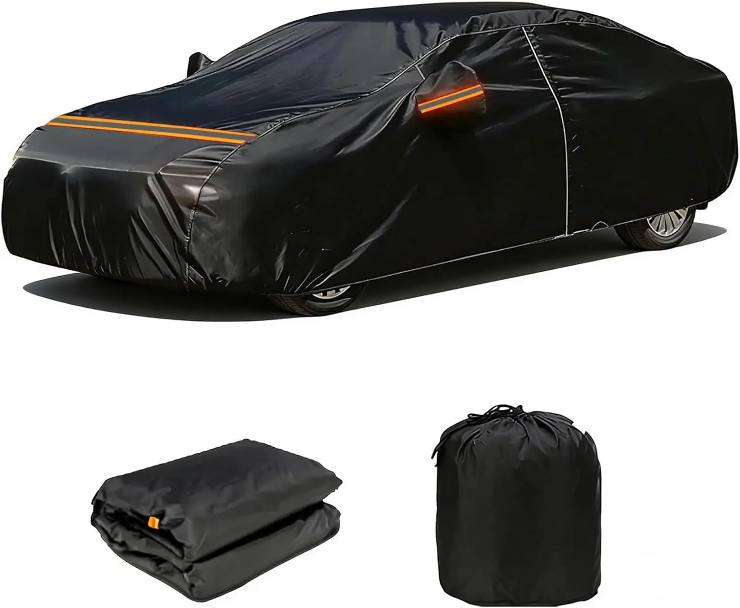 600D Heavy Duty Car Cover Custom   Ford Mustang 1994-2026, Waterproof Outdoor Full Car Cover with Door Zipper, Windproof Snowproof Hail Protection, Black