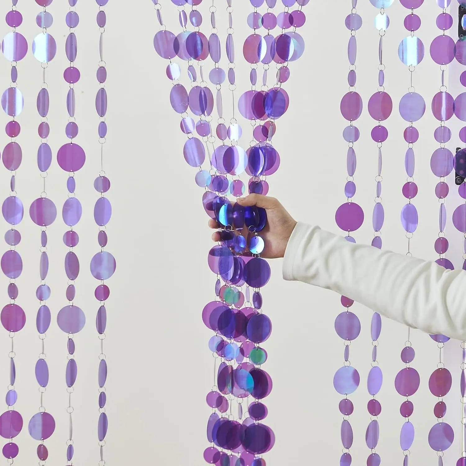 20 Strings Beaded Curtain Purple Sequin Bubbles Door String Curtain, Hanging Doorway Room Divider Y2K Decor for Wedding Open Closet Hallway Living Room Bedroom Wall Window Backdrop