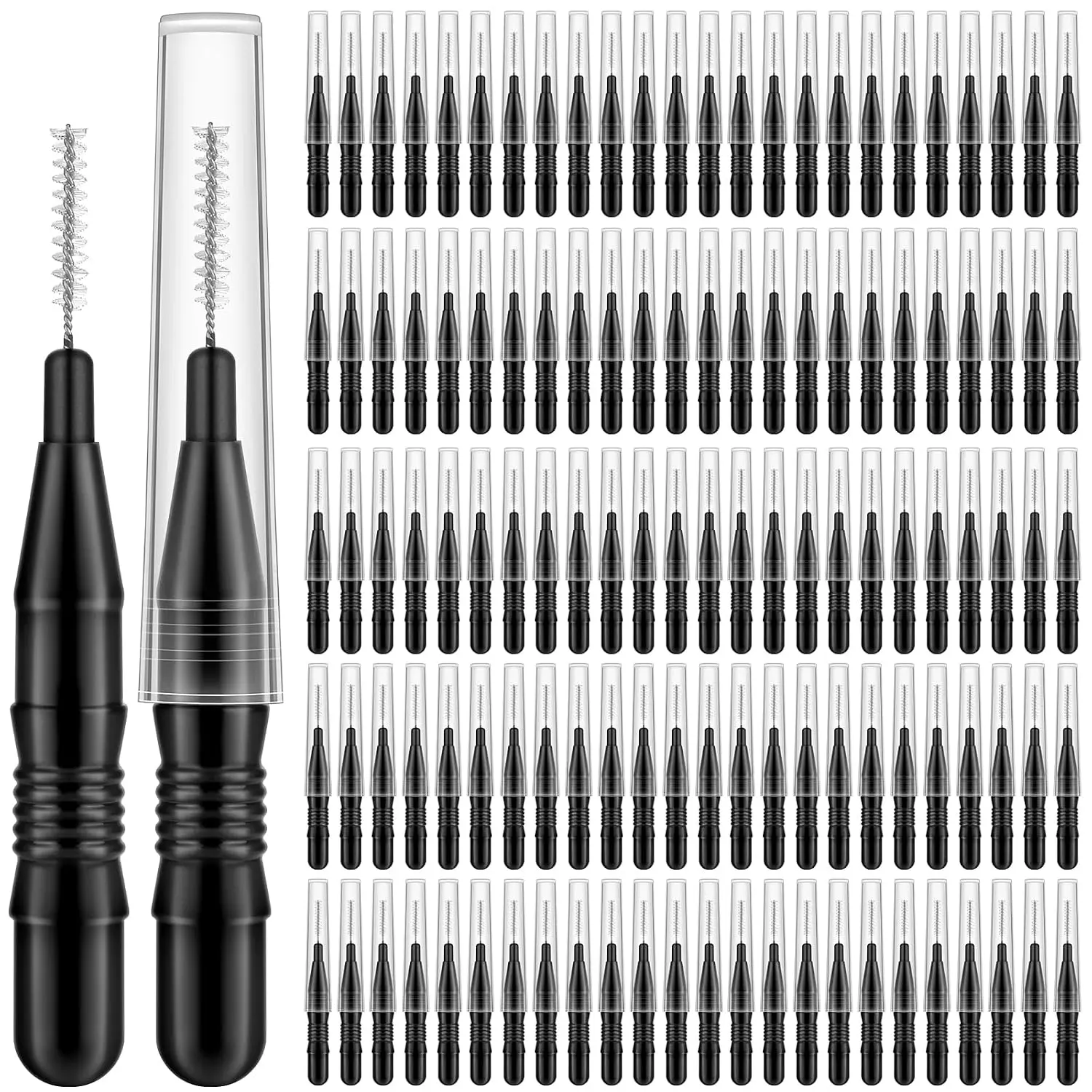120Pcs Micro Eyebrow Brush with Cap Brow Lamination Brush Spoolies for Brow Eyelash Brush Lash Filler & Lift And Tint Tools for Brows and Lashes Comb Extensions