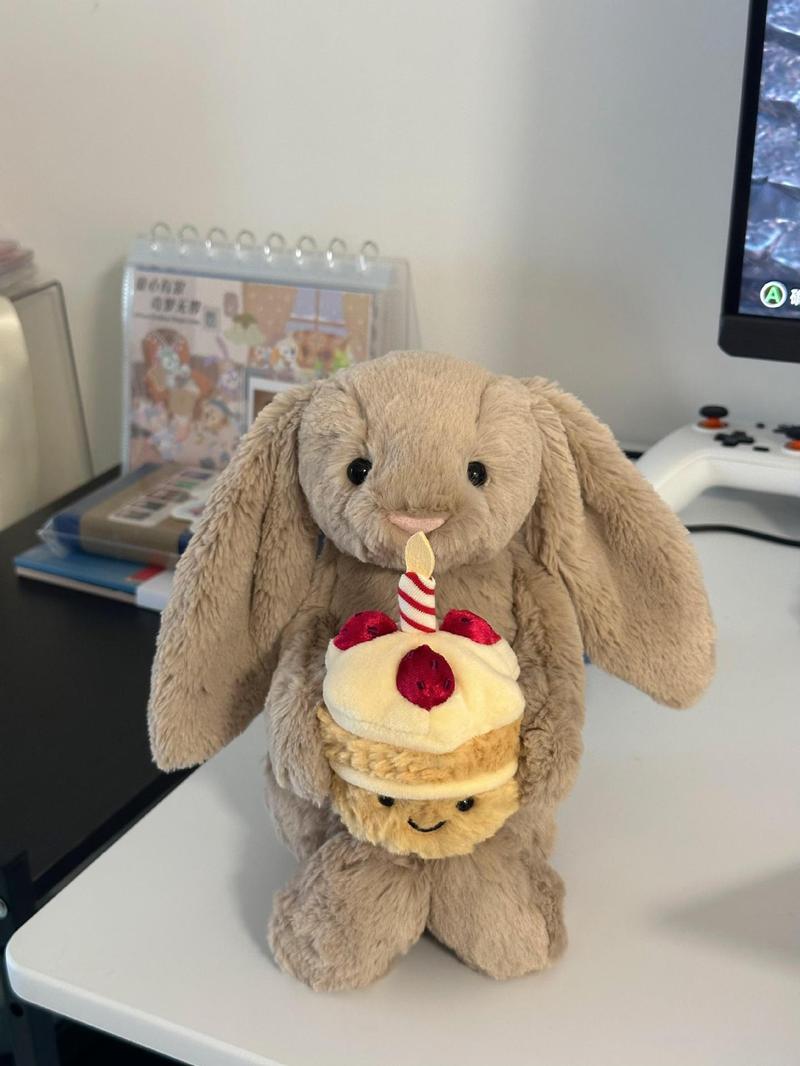 Shy Bugs Bunny Birthday Cake Cotton Plush Toy with Festive Cake Design for Kids Soft Cotton Material Perfect for Birthday Celebrations