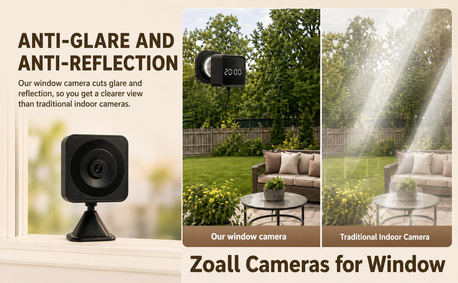Zoall 3MP/2K Magnetic Window Security Camera, 5G&2.4GHz WiFi, Full-Color Night Vision, Real-Time Clock Display, Local Audio Recording, SD Card Support, No-Drill Mount, Wireless Indoor/Outdoor for Apartments Zoall 3MP/2K Magnetic Window Security Camera, 5G&2.4GHz WiFi, Full-Color Night Vision, Real-Time Clock Display, Local Audio Recording, SD Card Support, No-Drill Mount, Wireless Indoor/Outdoor for Apartments