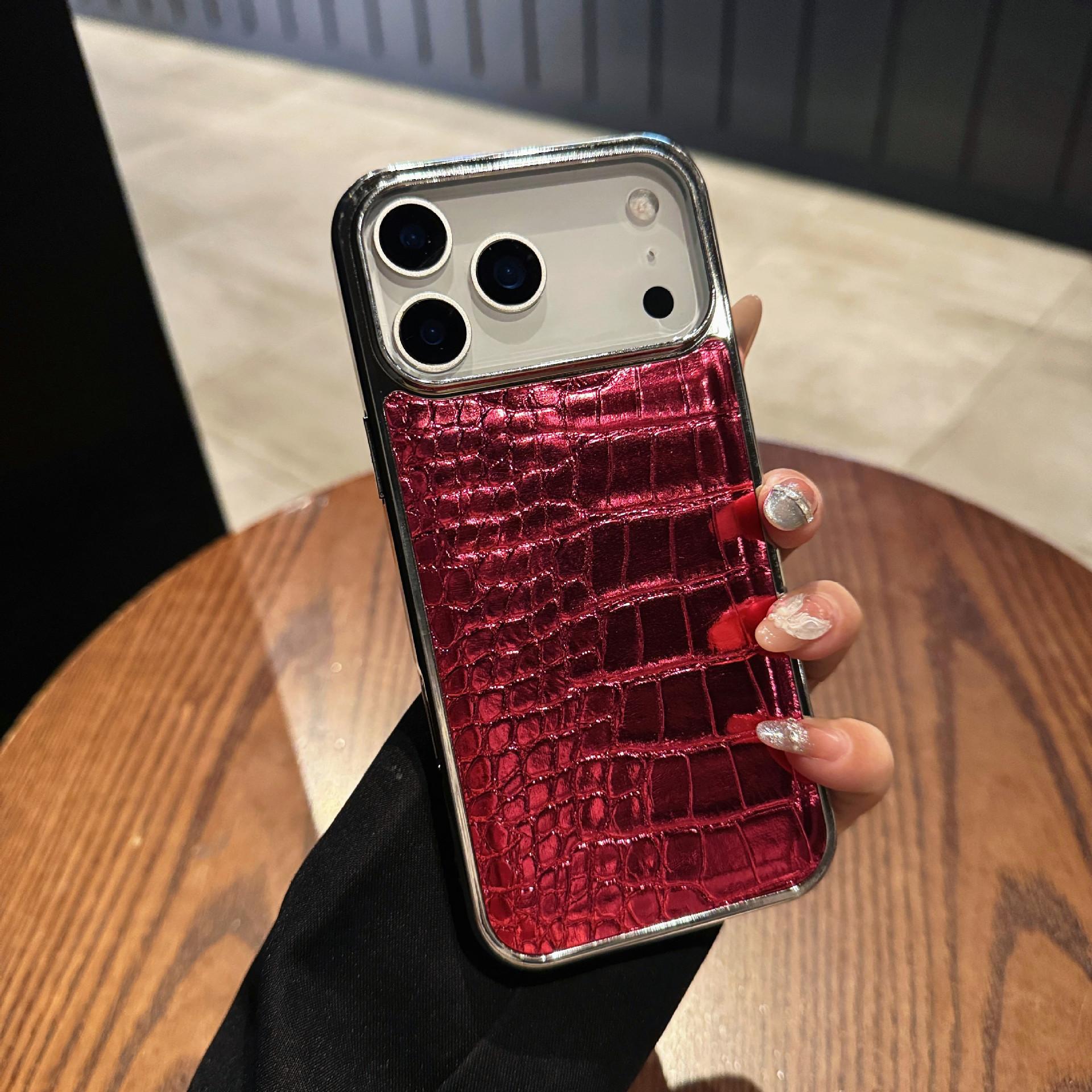 Iridescent Electroplated crocodilePattern Case Suitable for iPhone17, iPhone 16 Pro Max, Vegen Crocodile Leather, high-end feel, anti-drop protective cover