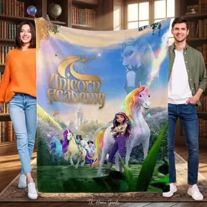 Academy Cartoon Soft Flannel Blanket, Funny School Anime Micro Fleece Fuzzy Throw for Bed Couch, Cool Dark Academia Dorm Bedroom Decor, Lightweight Adult Nap Car Travel All Season Birthday Gift