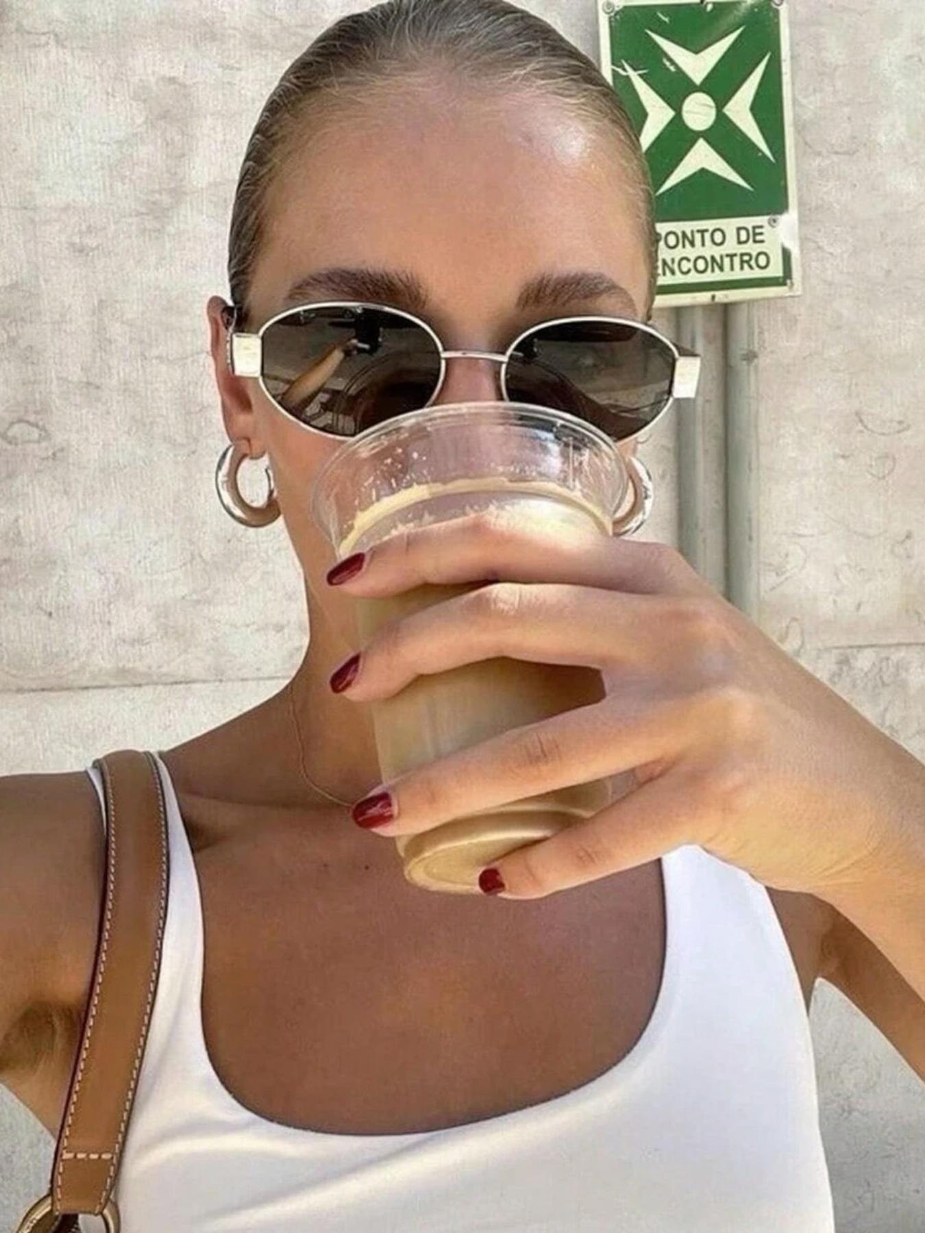 Women's Vintage Oval Frame Sunglasses, Trendy Casual Sunglasses for Everyday Use, Fashion Accessories for Outdoor Activities, Fashionable Sunglasses