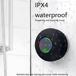 IPX5 Waterproof Bluetooth Shower Speaker - USB Rechargeable, Suction Cup Mount, Wireless, Crystal Clear Audio, Simple Button Controls, Portable Black, Hands-Free Calling for Bathroom, Pool, Outdoor Use