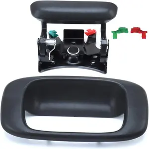 Tailgate Handle Latch and Bezel Trim with 2 Pairs Rod Clips fit for 1999-2007 Chevy Silverado GMC Sierra 1500 2500 3500| Replaces# 15997911, 15228539, 15228541, 15228540, 77488