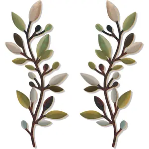 2 Pcs Colorful Tree Leaf Wall Art Decor Vine Home Wall Decor Olive Branch Leaf Wall Decoration Large Wall Decor for Bedroom, Living Room, Wall Sculptures Indoor Outdoor (Unique)