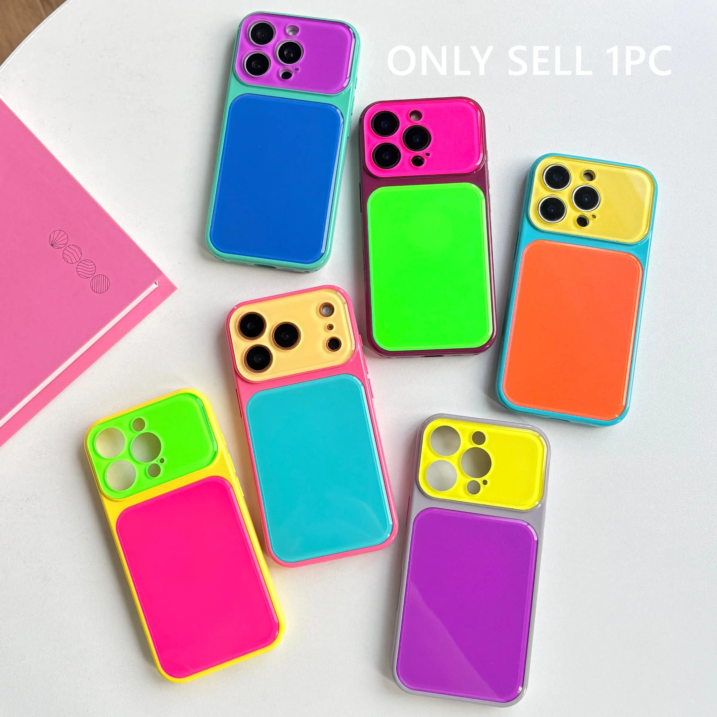 Fashion Dopamine Series Bright-Color Six Styles Colorblock Acrylic Material Glossy Protective Cover Case For iPhone 17 16 15 14 Pro Max Accessories