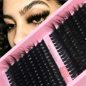 GROINNEYA 256/320PCS 12-26mm Ultra Long Cluster Eyelashes Volume 5D Individual Lashes Thick Fluffy Dramatic Lash Clusters Multi- Style To DIY,Single Cluster Eyelashes For Extension,Perfect For Party And Date,Festival,#spotlightfinds