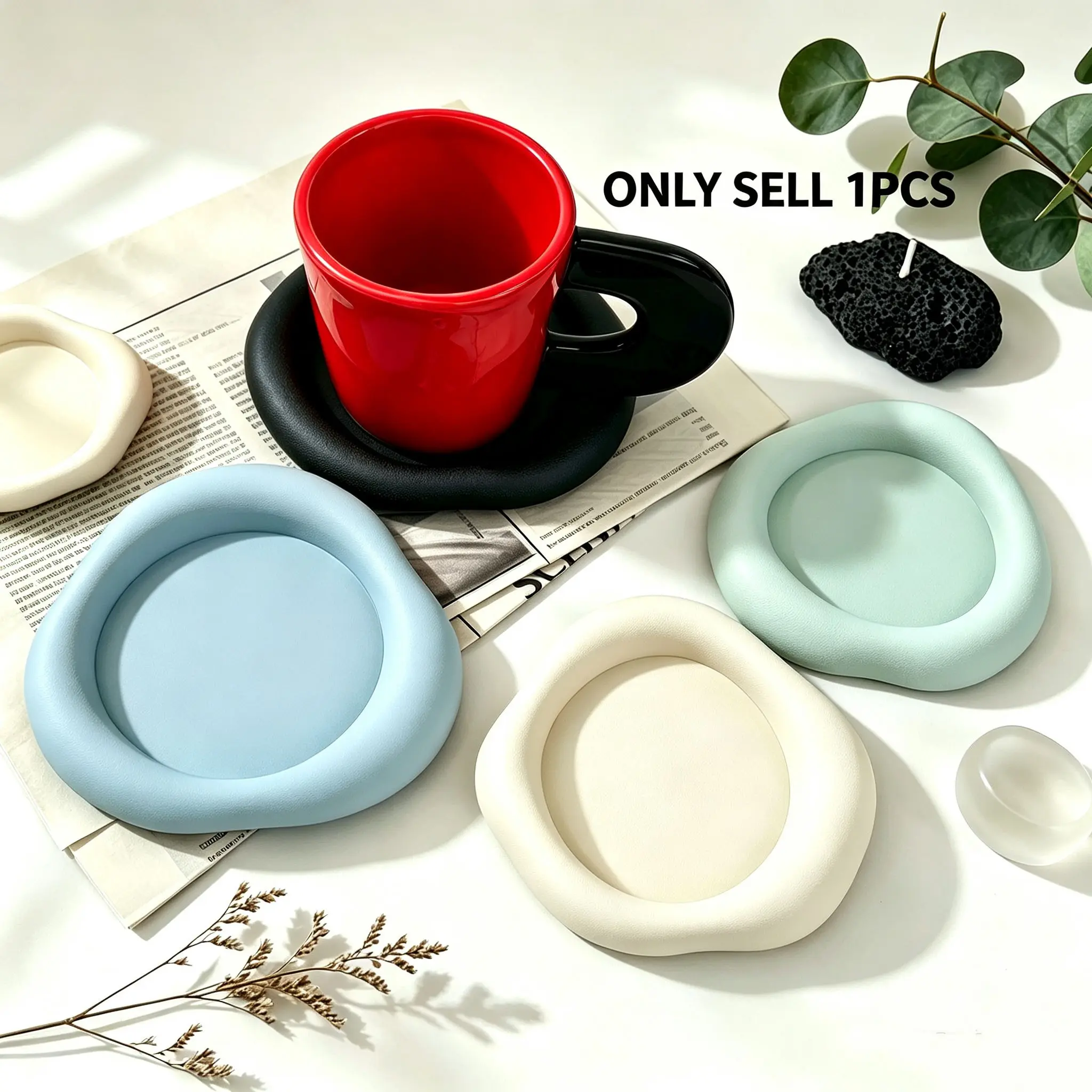 Cloud-Shaped Silicone Coasters, Matte Texture, Heat-Resistant, Non-Slip, Washable, Aesthetic Coffee Cup Mats, Minimalist Style for Home Office Kitchen, Coasters For Drinks