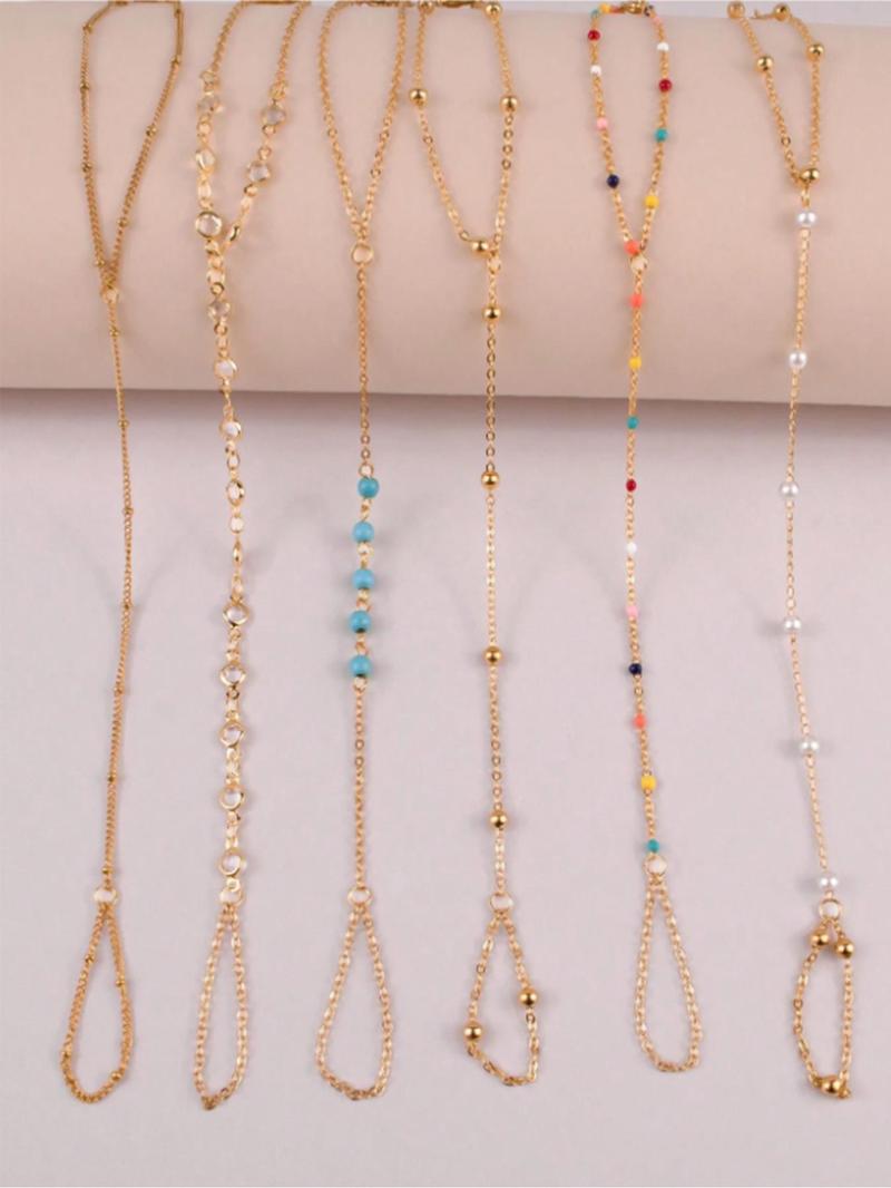 Women's Elegant Vintage Beaded Design Ring Linked Bracelets, 2024 New Style Trendy Exquisite Bracelet, Fashionable Jewelry As Birthday Gift for Girlfriend, Fashionable Jewelry Accessories