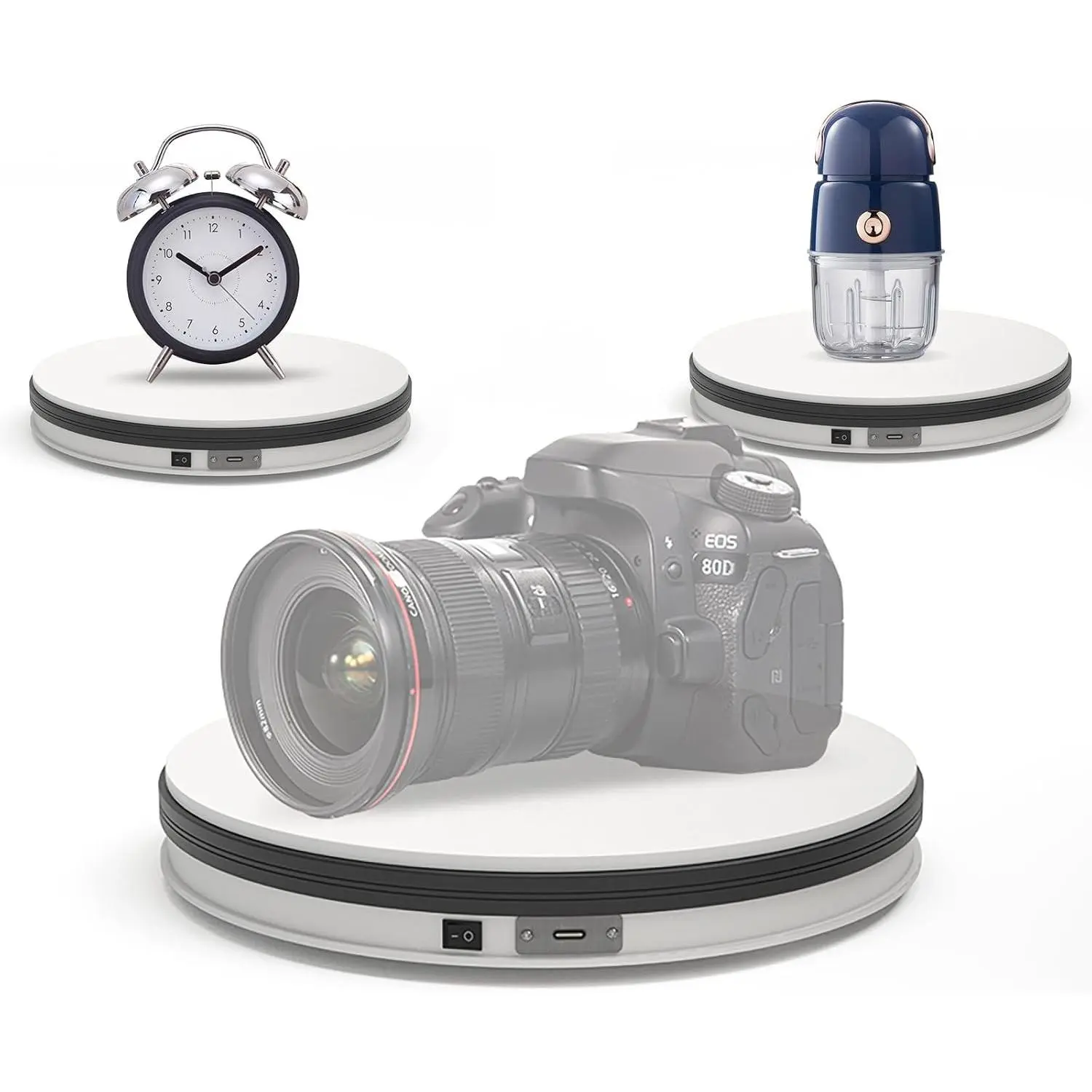 Motorized Rotating Display Stand White 9.8 Inch, 360° Electric Turntable Platform for Photography, 3D Scanning & Product Showcases, Jewelry Collectibles, 22 lbs Load, USB Wired Power
