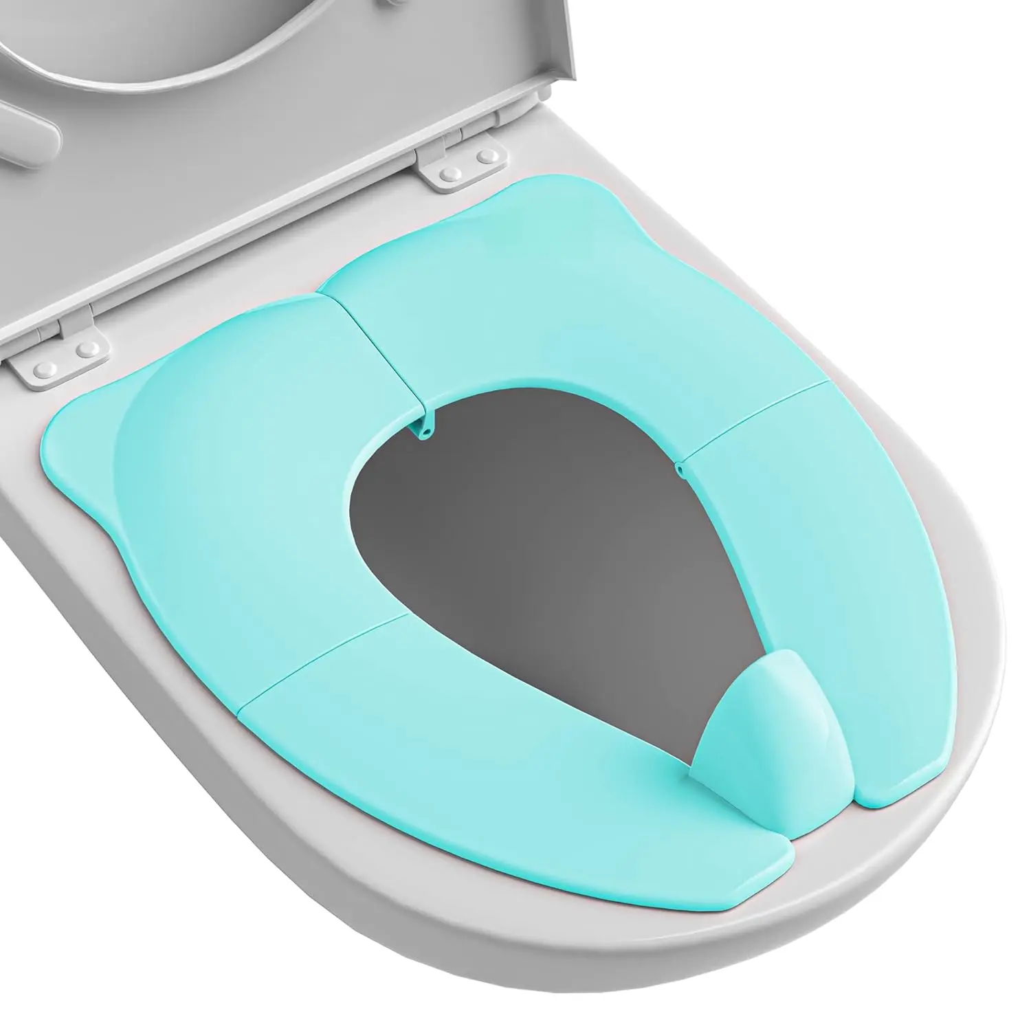Travel Potty Seat  Toddler & Kid Travel, Portable Foldable Potty Seat with Storage Bag, Non-Slip Potty Training Toilet Seat Cover wth Splash Guard (Aqua Green)