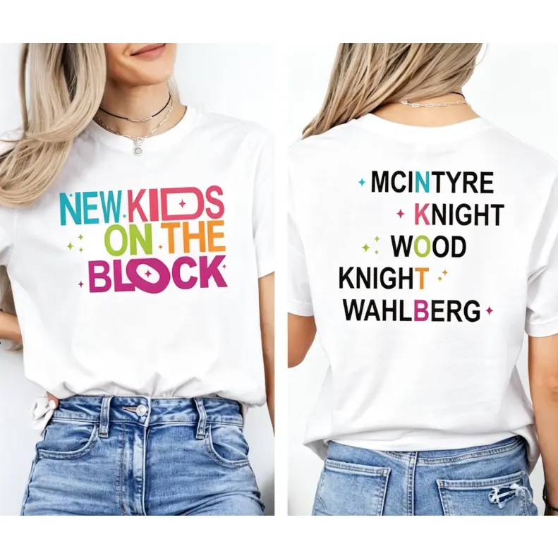 2 Sided NKOTB Concert T-shirt, New Kids On The Block Shirt, NKOTB Magic Summer, Blockhead Shirt, McIntyre Knight Wood Knight Wahlberg T-shirt