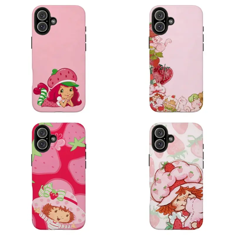 Minimalist Pink Strawberry Shortcake Phone Case ,For iPhone 11 12 13 14 15 16 17 pro max for Samsung S26 S25 S24 S23 S22 S21 phone Cases,Gifts For Fans Men Women,phone cases
