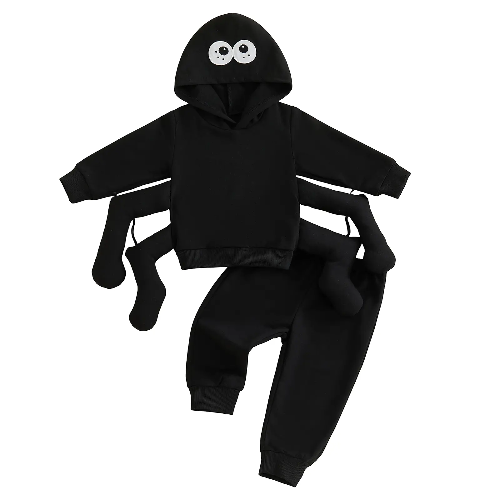 Canrulo Toddler Baby Little Girl Boy Halloween Outfits Spider Legs Long Sleeve Hooded Tops and Elastic Waist Pants Fall Clothes 6M-4T