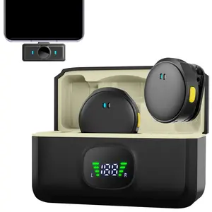 Wireless Mini Compact Microphone for iPhone  Android Phone - Lavalier Lapel Mic for Audio Video Recording For Smartphone Wireless Microphone With Digital Charging Case For Video/Audio Recording Clip On Lapel Mic With Magnetism For Interview/Vlog/Teaching