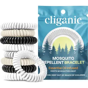 20 Pack Mosquito Repellent Bracelets for Adults & Kids (Neutral Colors) - Natural DEET-Free Bands, Individually WrappedGift.