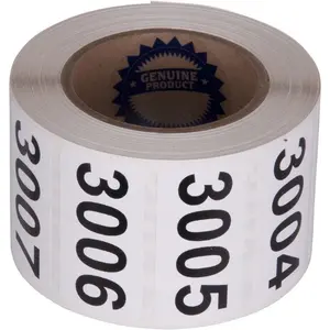 Consecutively Numbered Labels Self Adhesive Durable Vinyl- Measure: 2" X 1" by  (ROLL 3001-3500)