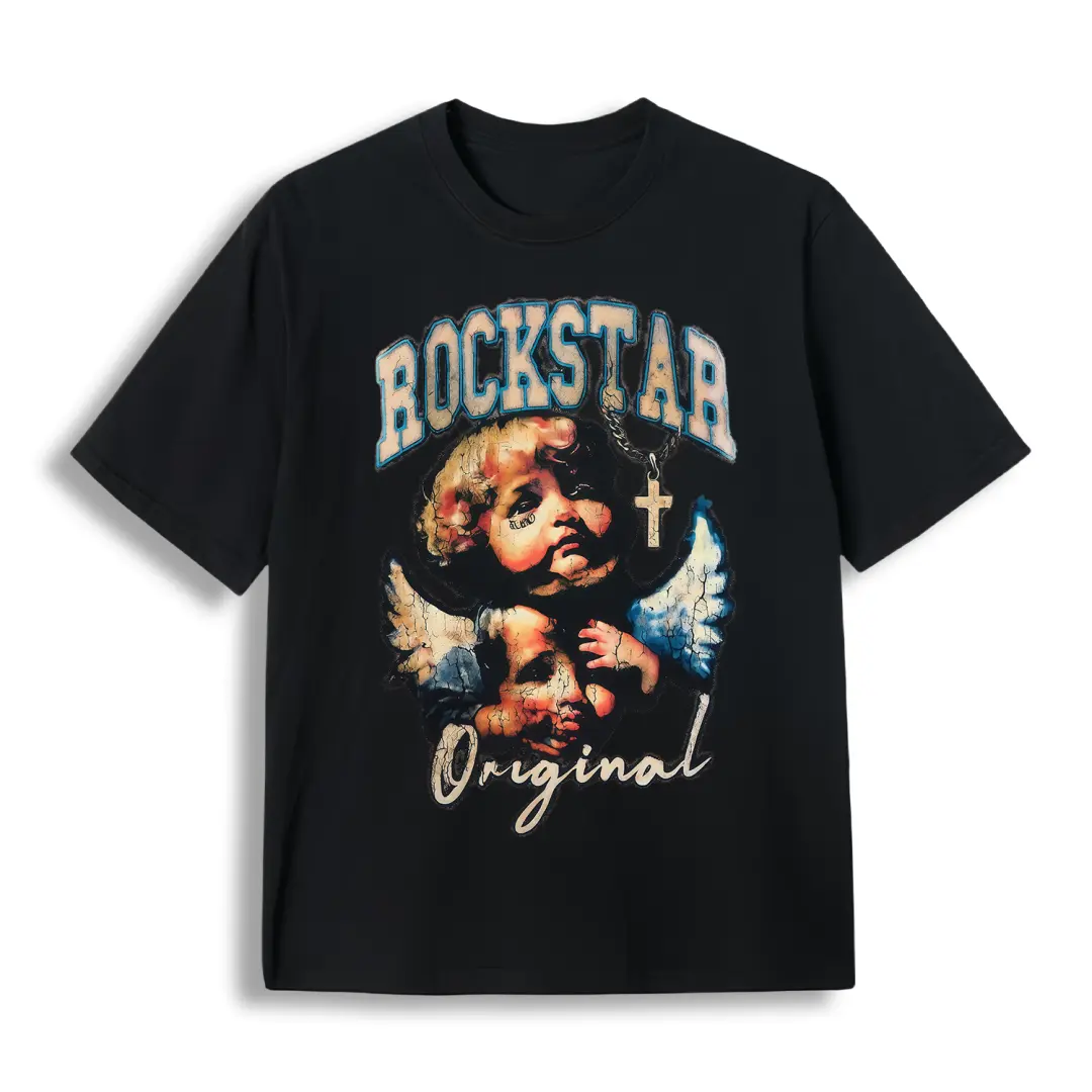 Men's Pure Cotton Oversized Cut Graphic T-Shirt - Round Neck, Short Sleeve, Medium Length, Streetwear Tops with Back Print, Machine Washable Menswear Tshirt