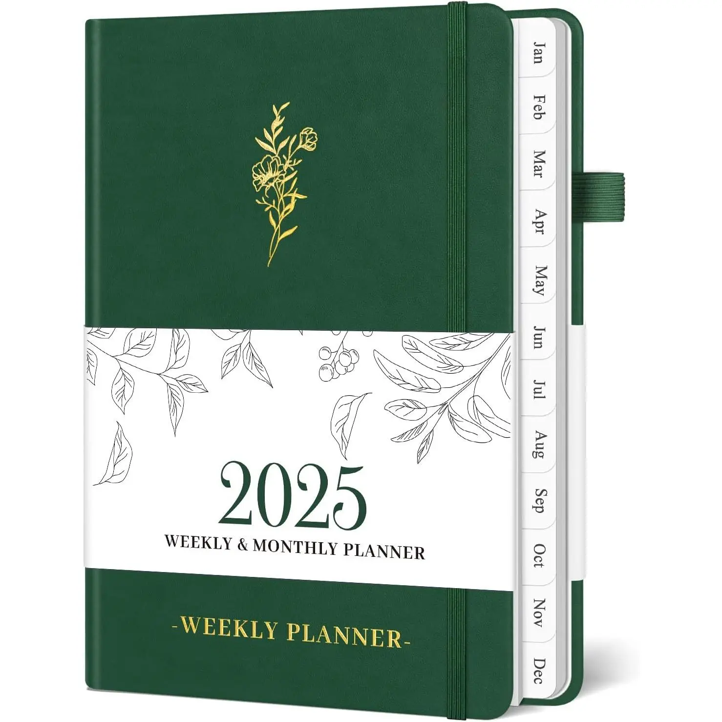 2025 Weekly Planner, Weekly and Monthly Planner with Monthly Tabs from Jan 2025 - Dec 2025, Hardcover Calendar Planner Notebook with Date for School & Office Schedule, 5.8"×8.3", Green