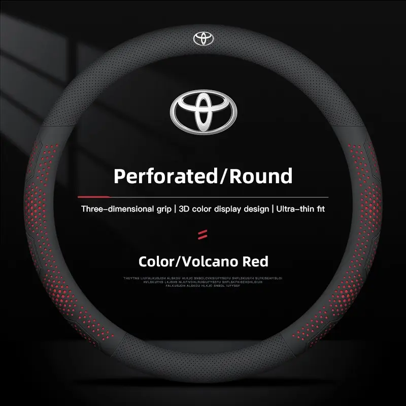 38cm Diameter Car Universal Steering Wheel Cover Leather For Toyota Supra Aygo Prado RAV4 Hilux Yaris Corolla 4Runner Camry Avalon Avensis CHR Venza Auris Verso Crown Kluger Tacoma Verso