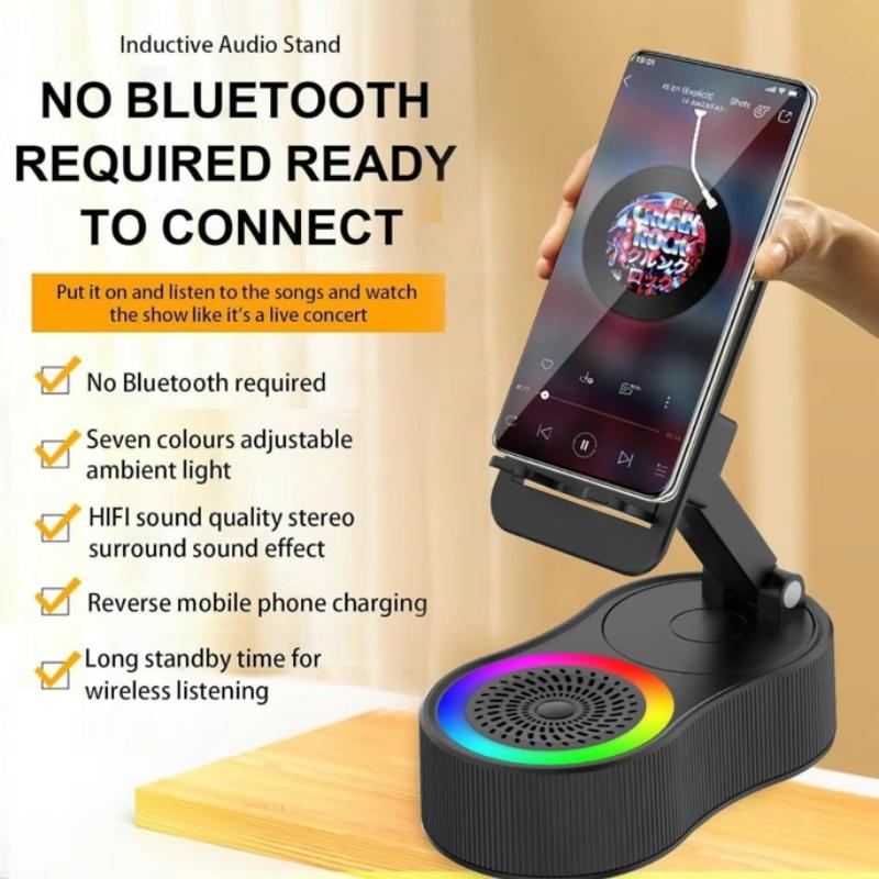 New Wireless  Audio Bluetooth Speaker5in1 Phone Holder, Emergency Rechargeable with Colorful Ambient LightFoldable for Tablet iPhone Android, Gifts forMen Women, Ideal surprising festival gift For Thanksgiving Day,Christmas,New Year,Birthday