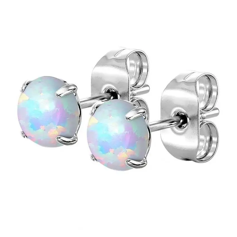 White Opalite Prong Set Earrings