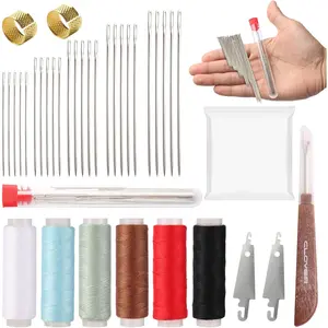 38 count Steel  for Hand Sewing, Sewing Repair Kit, Embroidery Tool Kit, Include 25 Steel , 1 Seam Sewing Thread Ripper, 2  Threaders, 6 Threads, 2 Thimbles, 1Storage Bag