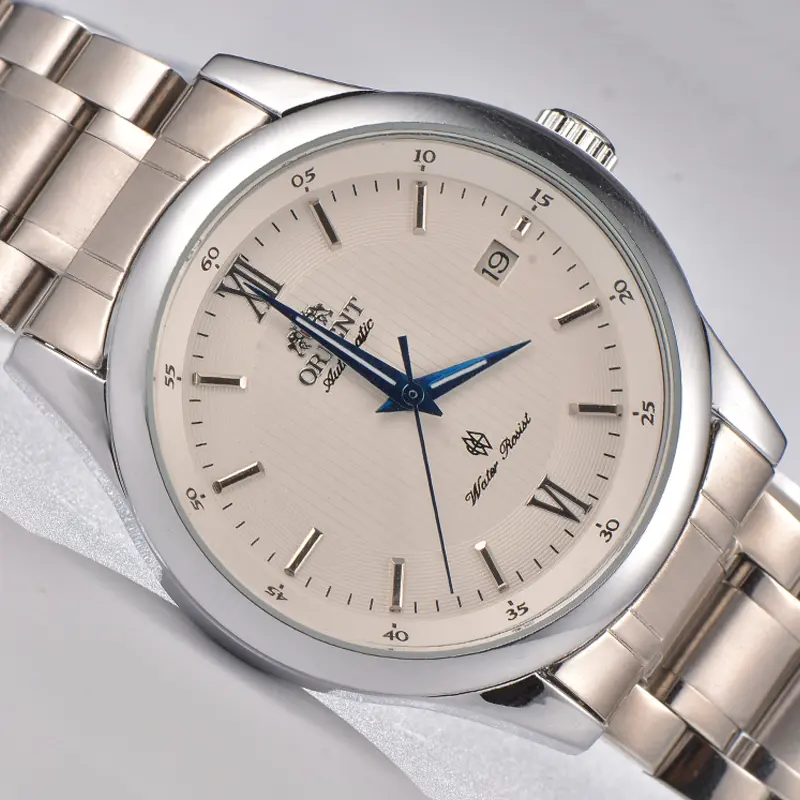 Ora Jewel Budget Hollow Japanese Orient Automatic Analog Watch - Clean White Dial, Transparent Automatic Mechanical Movement, Minimalist Durable Stainless Steel Water-Resistant Men’s Dress Wristwatch, Hot-Selling Model for Daily Office Wear