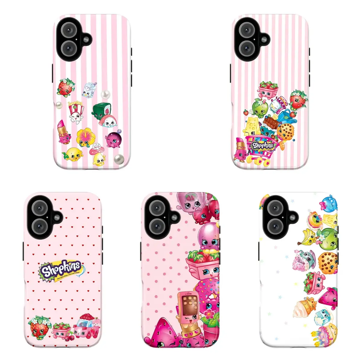 GFL-Coquette Shopkinss Phone Case, Pink Polka Dot & Heart Pattern Phone Cover For iPhone 11 12 13 14 15 16 17 Air Pro Max for Samsung S26 S25 S24 S23 S22 S21 Case,Gift for her/him/fans, 2000s Cartoon Collector