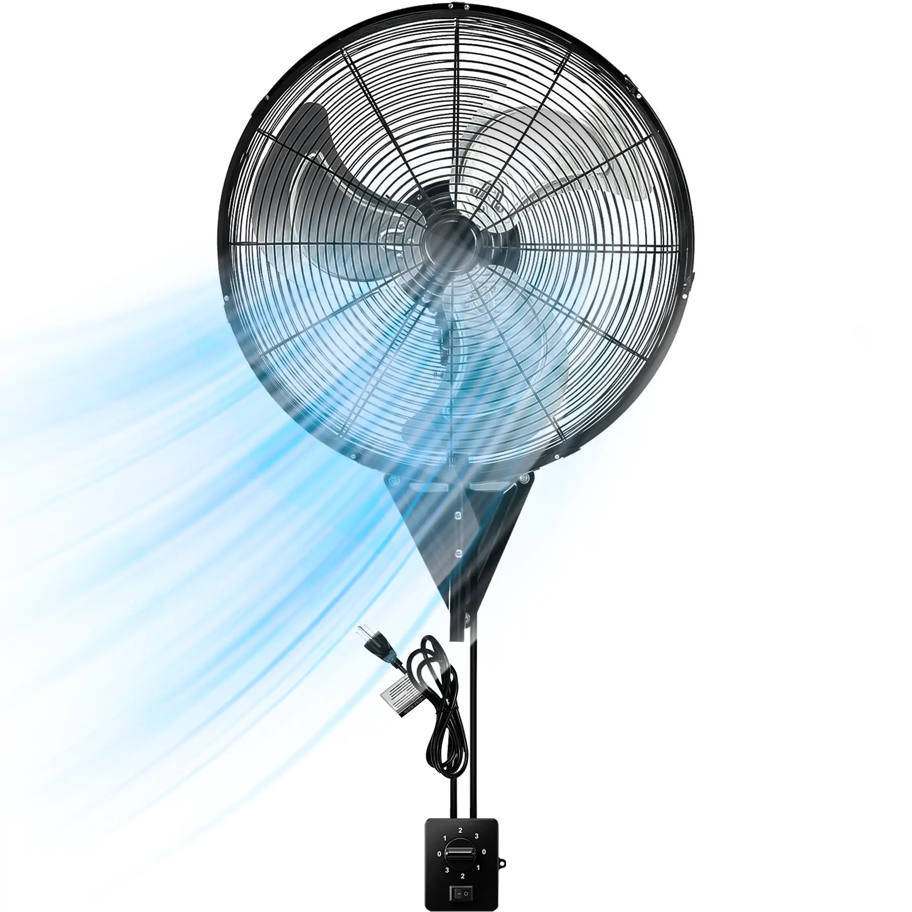 High Velocity Wall Mount Fan 20 Inch 2 Pack – 7500 CFM Heavy Duty Oscillating Fan, 3-Speed Metal Industrial Fan for Patio, Shop & Factory Cooling