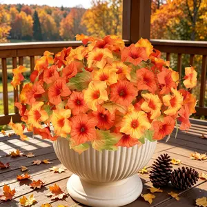 Artificial Fall Flowers for Outdoors, 6 Bundles Faux Fall Flower for Outdoor Planters, UV Resistant Fall Flowers Artificial for Outdoors Fake Autumn Petunias for Front Porch